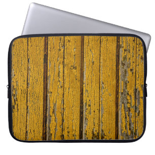 Old yellow door or fence with different paint, nat laptop sleeve