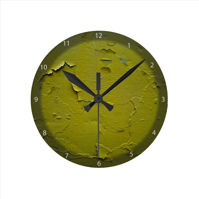 Old Yellow paint cracked Wall Clock
