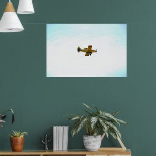 Old Yellow Prop Propeller Plane Photographic Art Poster