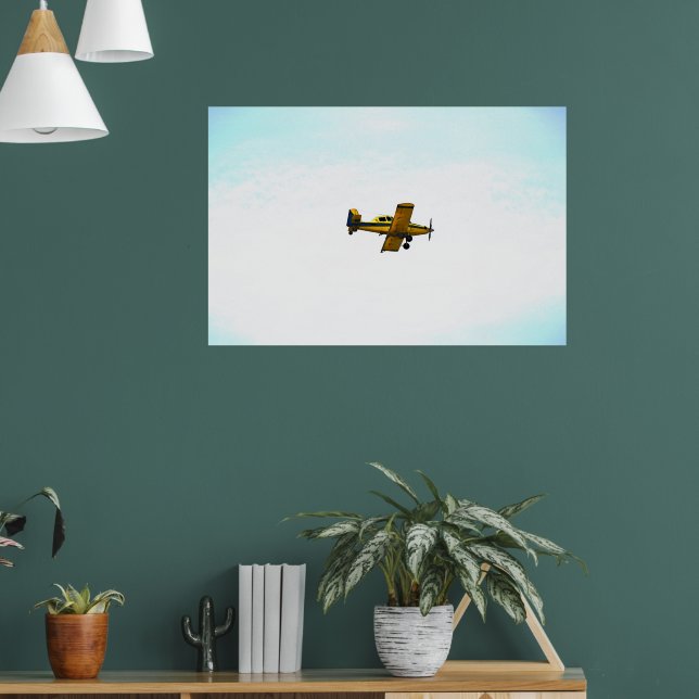 Old Yellow Prop Propeller Plane Photographic Art Poster (Living Room 1)