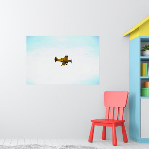 Old Yellow Propeller Airplane Art  Poster