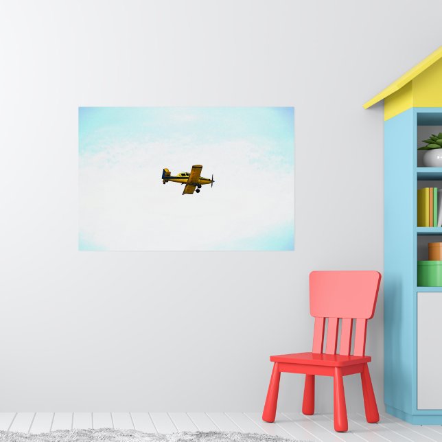 Old Yellow Propeller Airplane Art  Poster (Nursery 1)