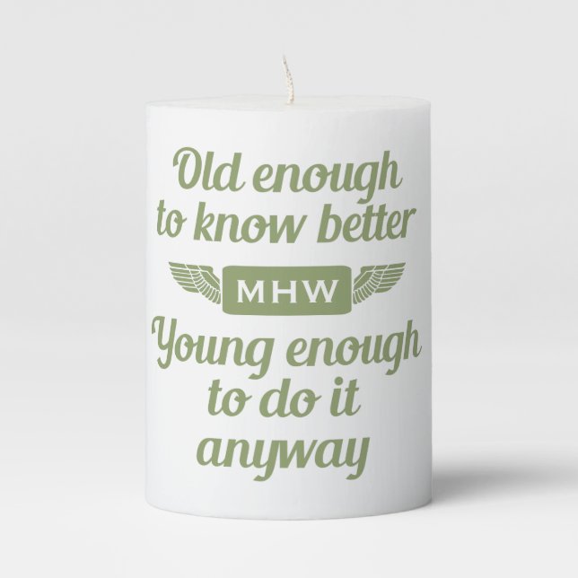 "Old & Young" custom monogram candle (Front)