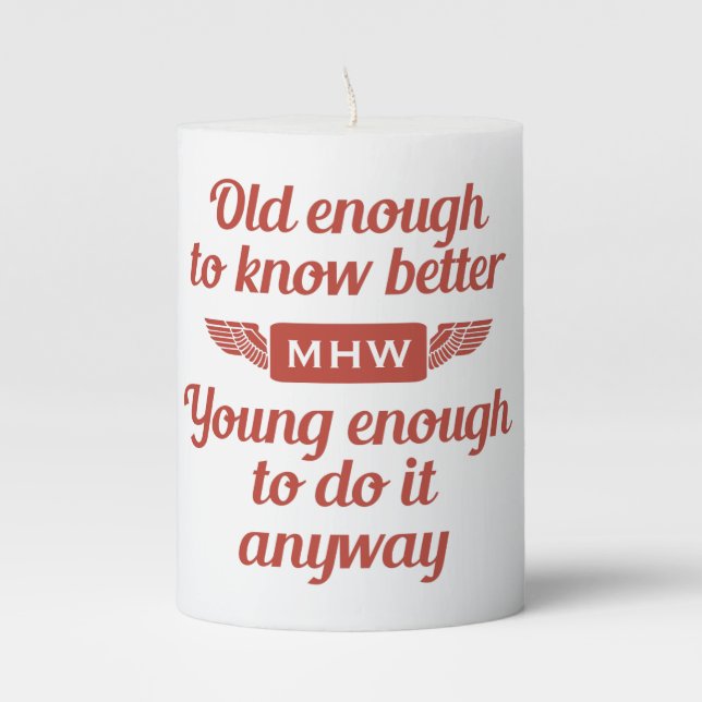 "Old & Young" custom monogram candle (Front)