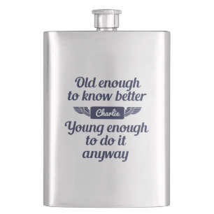 "Old & Young" custom name flask