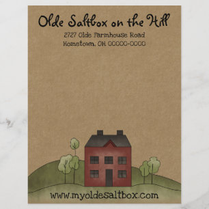 Olde Red Saltbox Primitive Letterhead