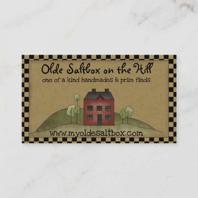 Olde Red Saltbox Rustic Primitive Business Card (Front)