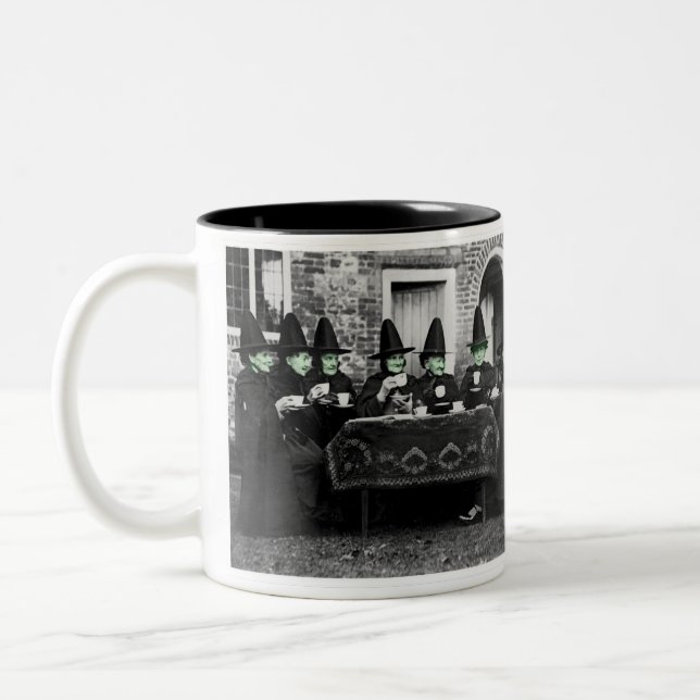 Olde Salem Witches Morning Coffee  Two-Tone Coffee Mug (Left)