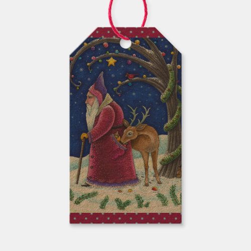 OLDE WORLD BELSNICKLE  HUNGRY REINDEER CHRISTMAS GIFT TAGS