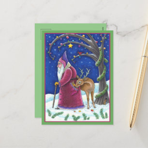 OLDE WORLD BELSNICKLE & HUNGRY REINDEER, CHRISTMAS HOLIDAY POSTCARD