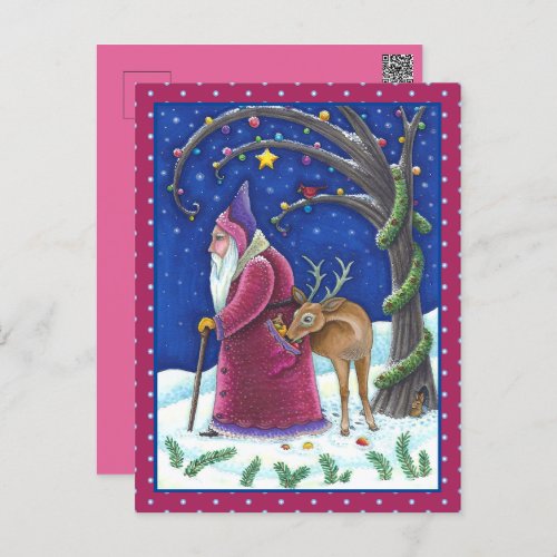 OLDE WORLD BELSNICKLE  HUNGRY REINDEER CHRISTMAS HOLIDAY POSTCARD