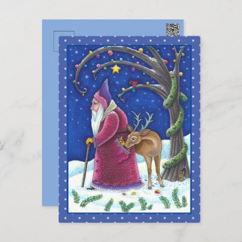 OLDE WORLD BELSNICKLE  HUNGRY REINDEER CHRISTMAS HOLIDAY POSTCARD