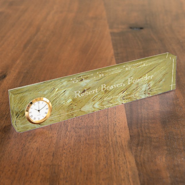 Olde World Marble Desk Nameplate With Clock (Side)