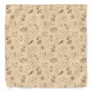 Olden nautical themed sepia pattern bandana