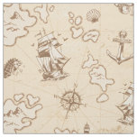Olden nautical themed sepia pattern fabric