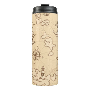 Olden nautical themed sepia pattern thermal tumbler