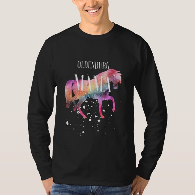Oldenburg Horse Mama Galaxy Horse Girl Equestrian  T-Shirt (Front)