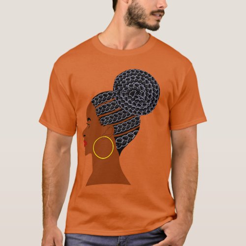 Older African American Woman Gray Hair Cornrows T_Shirt