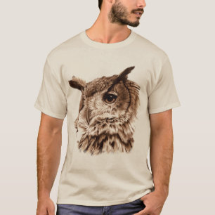 Older and wiser owl art t-shirt