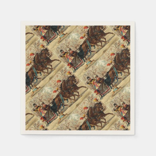 Older and Younger Sisters Ride - Mary Evans Napkins (Front)