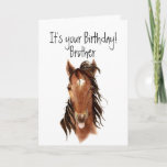 Older Brother Birthday Horse Sticking out Tongue Card<br><div class="desc">Perfect card for the sister who loves horses and is older than you.</div>