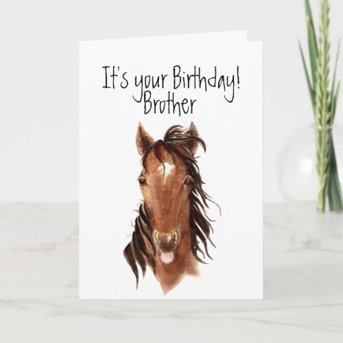 Older Brother Birthday Horse Sticking out Tongue Card