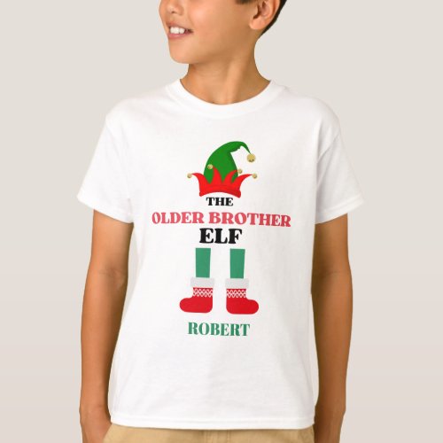 Older Brother Elf Personalized Christmas T_Shirt