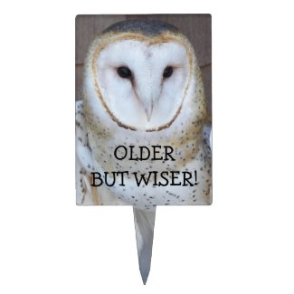 Older But Wiser Barn Owl Funny Birthday Cake Topper