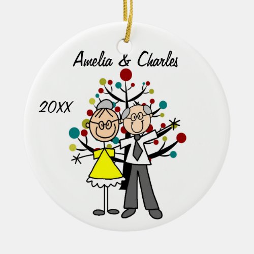 Older Couple Custom Holiday Ornament