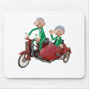 Older Couple on a Moped with Sidecar Mouse Pad