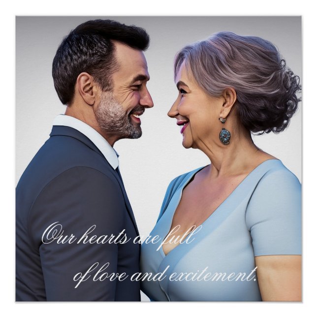 Older Couple Romantic Candid Pictures in Love Poster (Front)