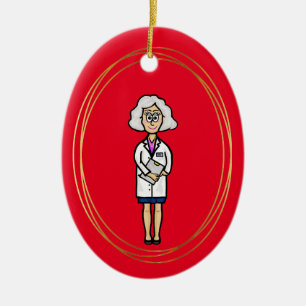 Older Grey Hair Female Doctor Ornament