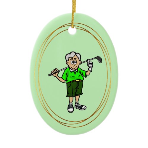 Older Grey Hair Male Golfer Ornament