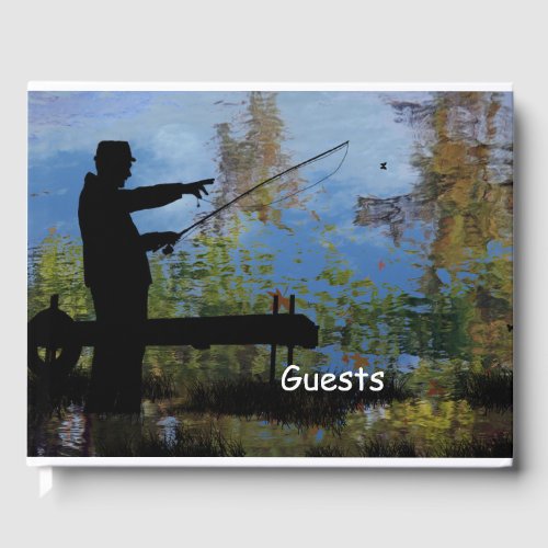 Older Man Fishing Retirement Guest Book