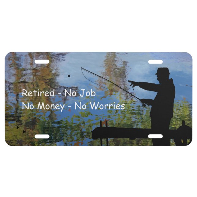 Older Man Fishing Retirement License Plate (Front)