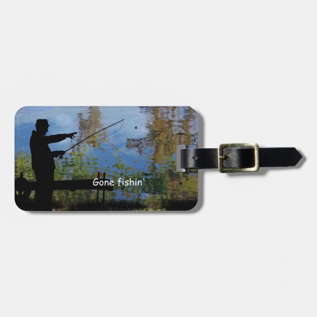 Older Man Fishing Retirement Luggage Tag (Front Horizontal)