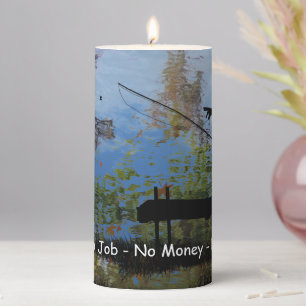 Older Man Fishing Retirement Pillar Candle