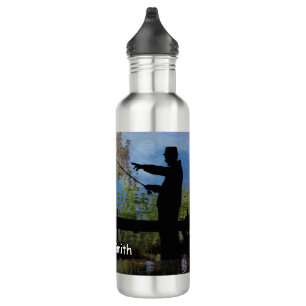Older Man Fishing Retirement Water Bottle