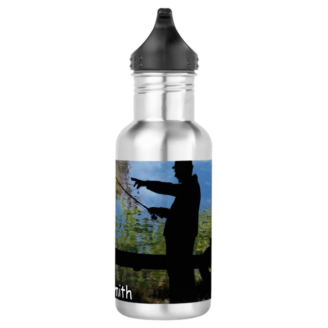 Older Man Fishing Retirement Water Bottle (Right)