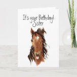 Older Sister Birthday Horse Sticking out Tongue Card<br><div class="desc">Perfect card for the sister who loves horses and is older than you.</div>