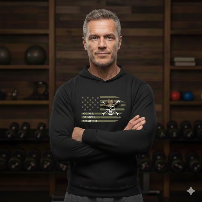 Older Slower Smarter American Flag Skull Hoodie (Creator Uploaded)