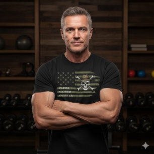 Older Slower Smarter American Flag Skull Tee