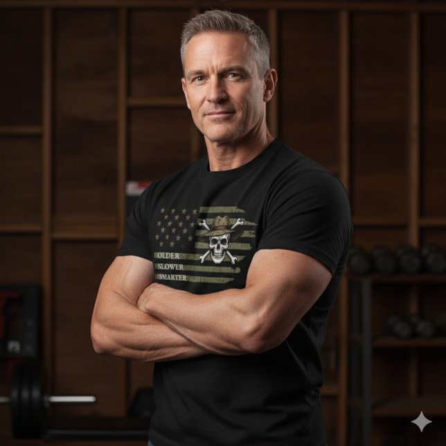 Older Slower Smarter Skull US Flag T-Shirt (Creator Uploaded)