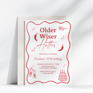 Older Wiser Hotter Red Chili Pepper 40th Birthday Invitation