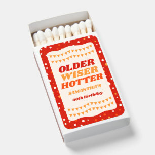 Older Wiser Hotter Retro Red Birthday Matchboxes