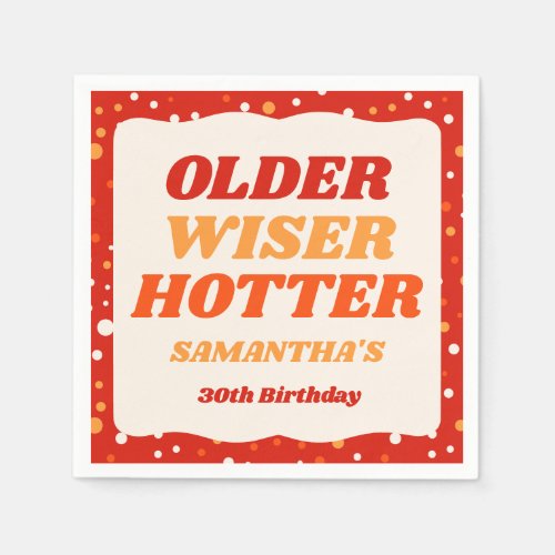 Older Wiser Hotter Retro Red Birthday Napkins
