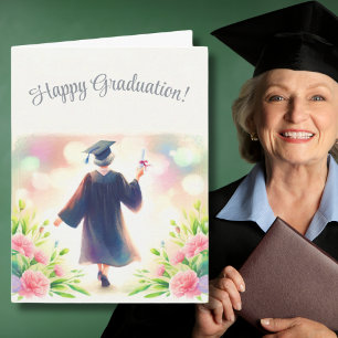 Older Woman Happy Graduation Card