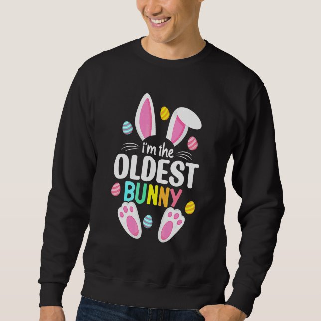 Oldest Bunny Easter Family Matching Outfit Rabbit  Sweatshirt (Front)