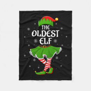 Oldest Elf Christmas Family Girls Women Elf Squad Fleece Blanket