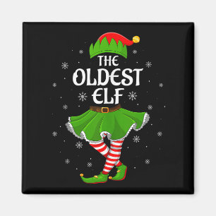 Oldest Elf Christmas Family Girls Women Elf Squad Magnet